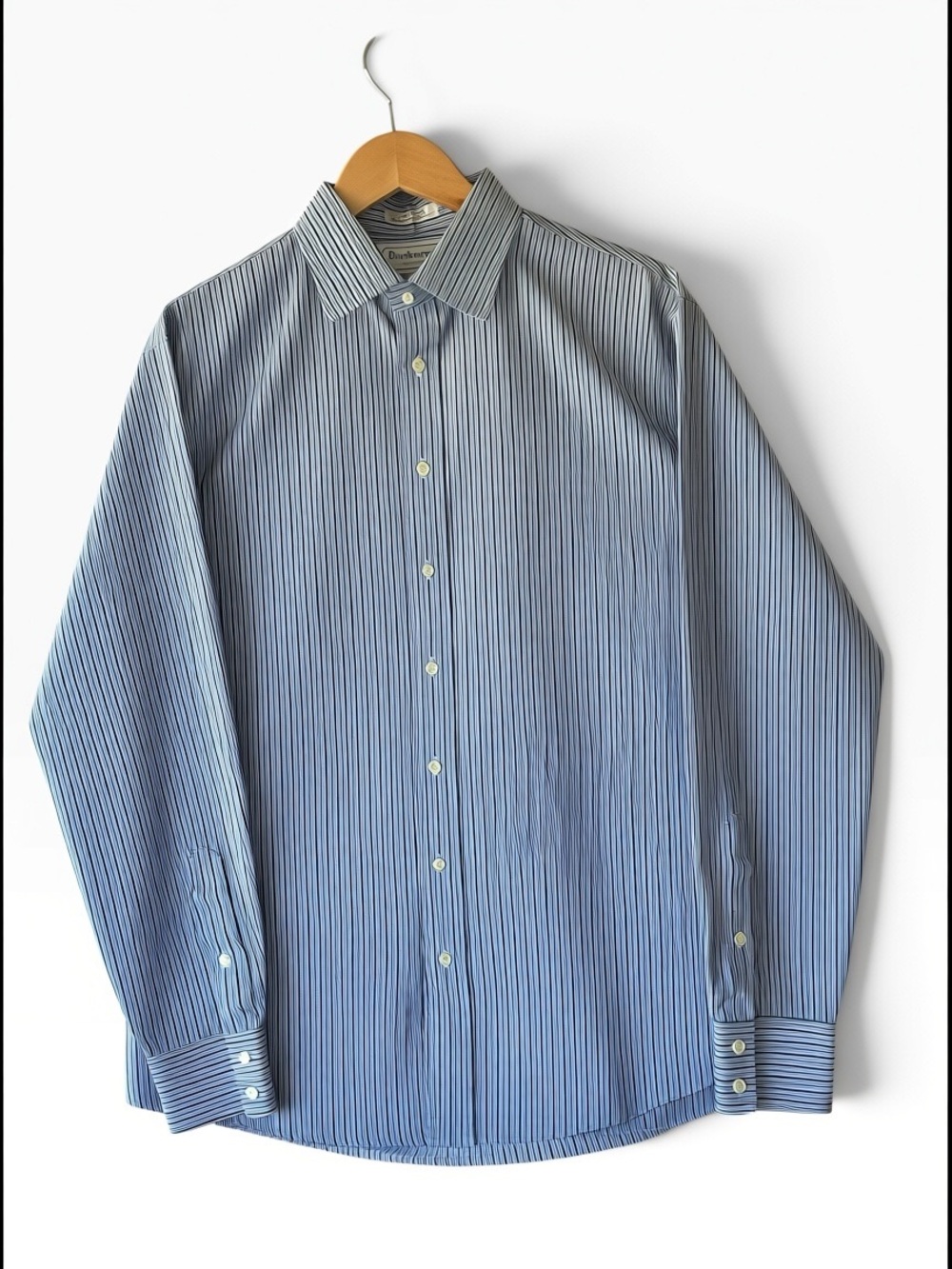 Vintage Burberry (80s/90s) Men's Blue & White Pinstripe Dress Shirt (17-36)